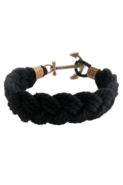 Zamo Brățară Bărbați, Zamo, Nautica, Închizătoare Ancoră de Cupru, Sârmă Neagră