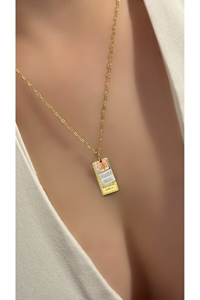 Luna Argento ALTIN KAPLAMA ARAPÇA ALLAH LAFZI VE DUALI KOLYE - AYETEL KÜRSİ - NAZAR DUALI KOLYE 925 AYAR GÜMÜŞ