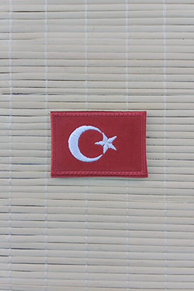 İZMİR ASKERİ MALZEME Red Velvet Background with Embroidered Coat of Arms Patch