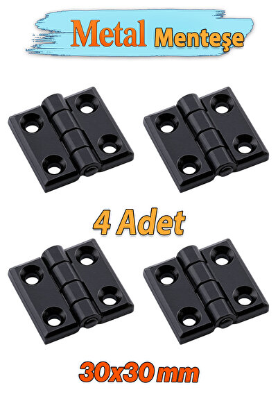 Badem10 Siyah Metal 4 ADET SET Yaprak Menteşe 30x30mm Dayanıklı Mobilya Kapı Dolap Çekmece Kapak Aksesuar