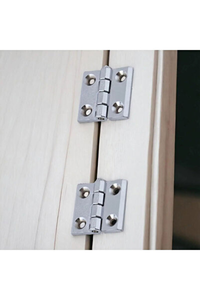 Badem10 Metal Gümüş Yaprak Menteşe 4 ADET 60x60mm Kapi Pencere Dolap Mobilya Kapak Menteşe Bağlantı Aksesuar