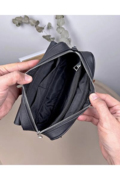 Fil Deri Genuine Leather Magnetic Zipper Men's Handbag 2114