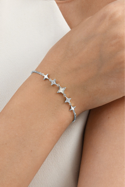 Söğütlü Silver 925 ayar gümüş rodyumlu ve zirkon taşlı sıralı kuzey ışığı güm...