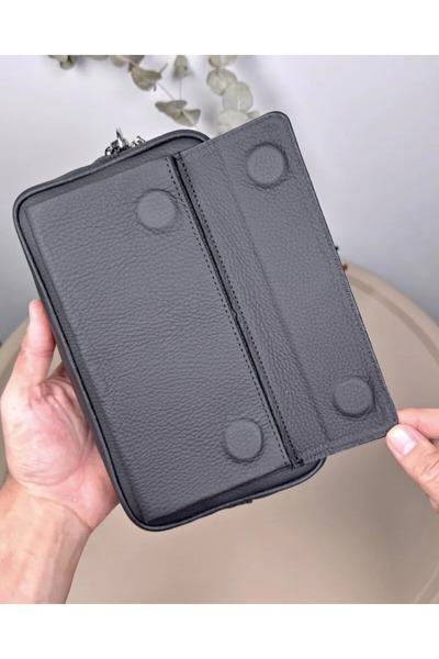 Fil Deri Genuine Leather Magnetic Zipper Men's Handbag 2114