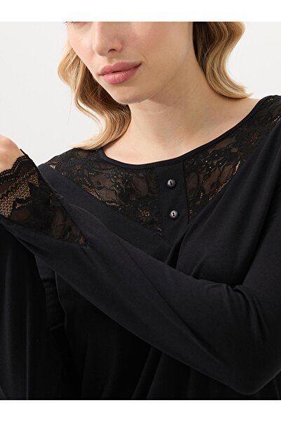 Blackspade Μαύρο Σετ Γυναικεία Πυτζάμα με Δαντέλα – Μακρυμάνικο, Μαλακό Ύφασμα C7T1N915