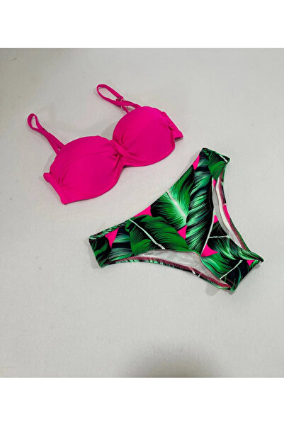 hazelin Women's Fuchsia Thin Strap 3 Piece Bikini Set Hzl25S-Lc216