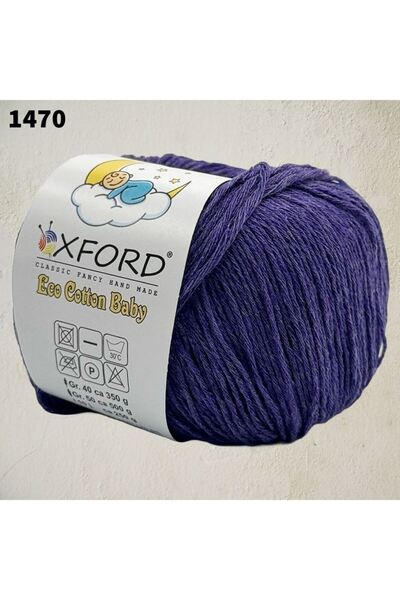 Oxford İplik 10'lu Paket Eco Cotton Baby - Ince Cotton Ip - Tığ Işi - Punch Ipi 1470 Mor