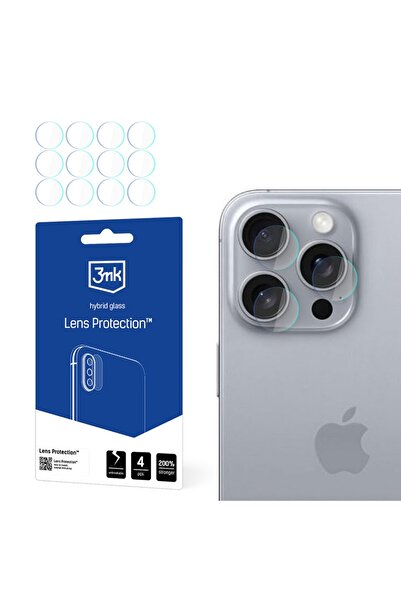 3MK [Pachet de 4] Folie foto pentru iPhone 16 Pro Max, protecție lentilă, tra...