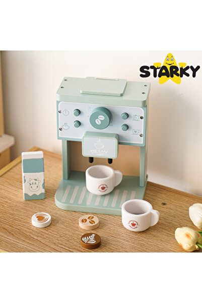 Other Kids Wooden Toy Kitchen Accessories Coffee Machine Gift Set
