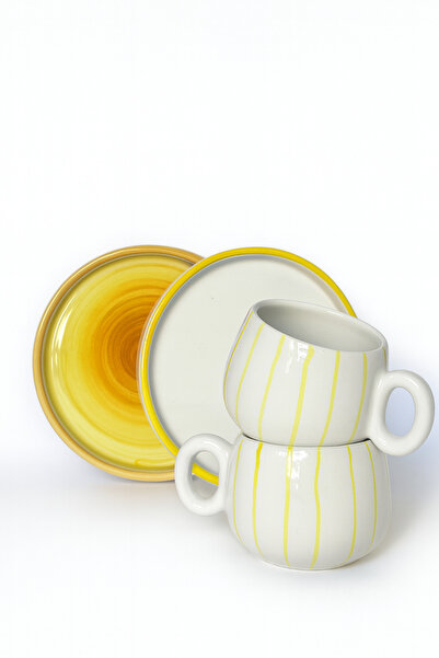 Hausette 2-Piece Fine Line Ceramic Coffee Cup