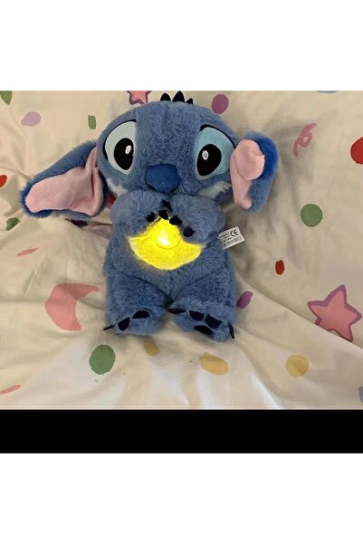 Buldug Işıklı ve Nefes Alan Stitch Peluş Uyku Arkadaşı – 25–28 cm, Mavi/Pembe