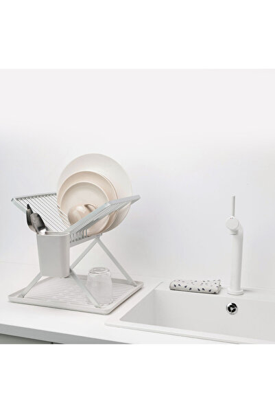 Brabantia SinkSide 1004154 Foldable Dish Dryer, Cutlery Rack, Corrosion Resistant, Light Gray