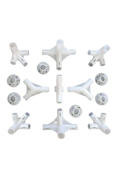 PROCART Connectors for garden pavilion assembly 3x6 m, 15 pieces made of ABS, white