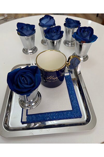 Elzemm store Decorative Silver Plated 6 Pieces Rose Bowl Includes Blue Color Roses