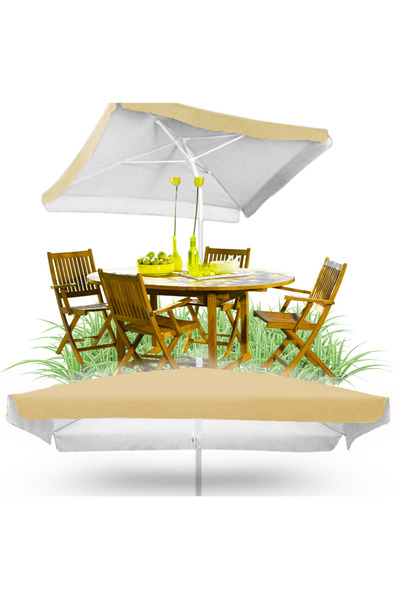 Other Large Garden Beach Umbrella, Square, Folded, 160 x 160 cm, Beige, Canopy, XXL