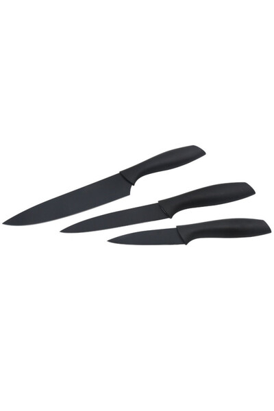 rosberg R51633B3 Knife Set, 3 Pieces, Steel, Non-Stick Coating, Black