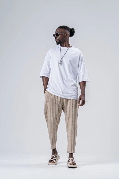 hazelin Чоловічі штани-тренінг з прямим кроєм, з поясом на шнурку та візерунк...