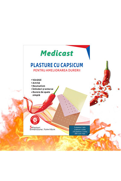 medicast Plasture Capsicum cu ardei iute – Încălzire naturală pentru dureri m...