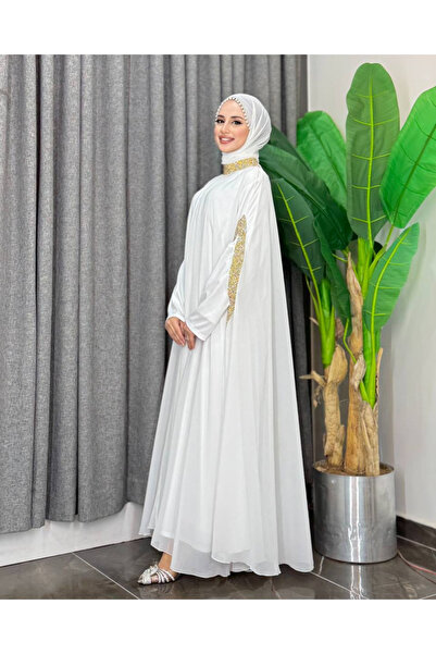 Bilenler Stone Work Detailed Cape Dress Set 2 Pieces
