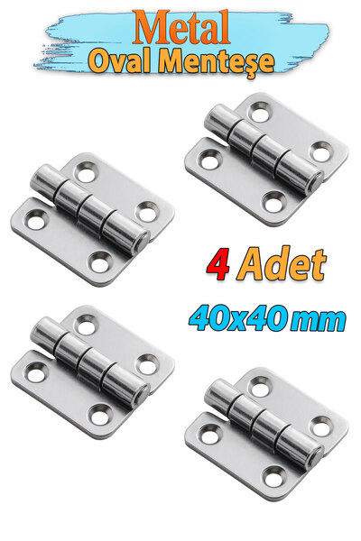 Badem10 Menteşe 4 ADET Yaprak Gümüş Metal 40x40 mm Kapı Pencere Dolap Mobilya...