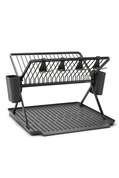 Brabantia SinkSide 1004151 Foldable Dish Dryer, Cutlery Rack, Corrosion Resistant, Dark Gray