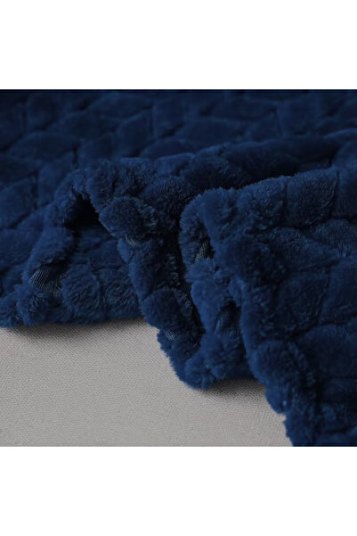 Other Navy blue embossed polyester blanket, 200 x 220 cm, modern style for the bedroom.