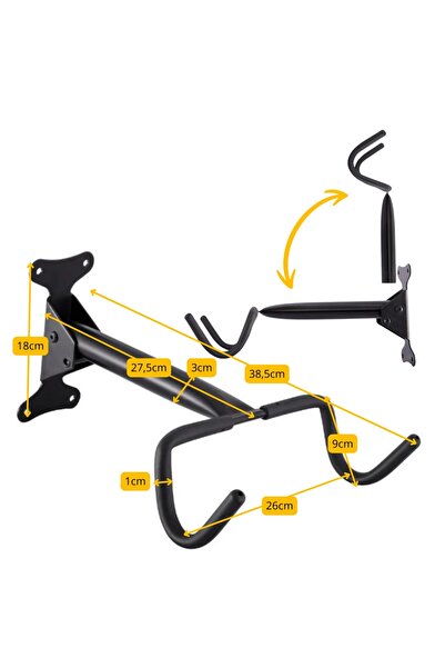 Other Foldable wall-mounted bicycle rack, made of metal, with ABS coating, up to 30 kg