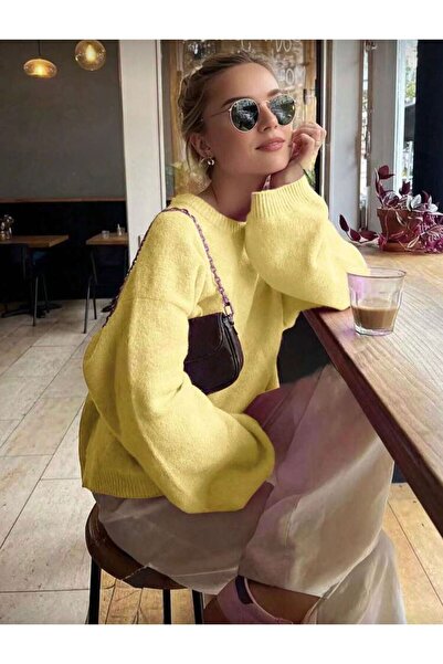 MASSONE Pembe Bisiklet Yaka Oversize Triko Kazak