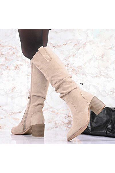 Tmall Women's boots, With heel, Made of eco-leather suede, CD1030, Beige