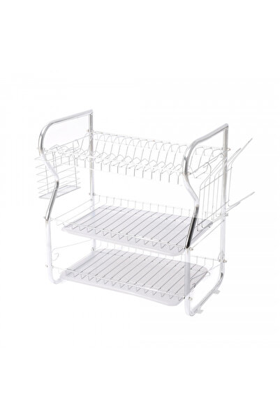 rosberg R53000O Dish Dryer, 3 Levels, Removable Trays, Cup and Utensil Holders, Chrome