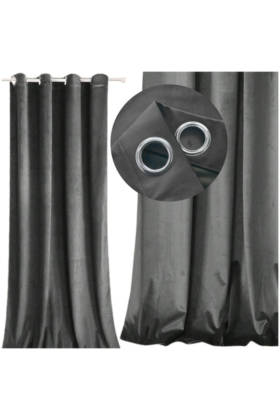 Other Thick grey velvet curtain with eyelets and rings, ready-made, opaque velvet.