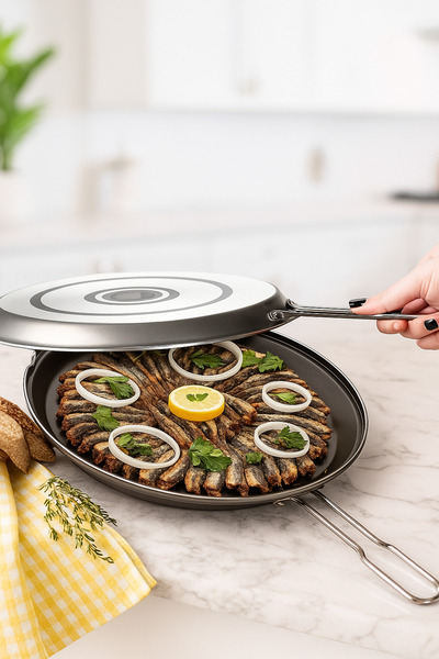 prokitchen Siyah Çift Taraflı İkiz Balık Tavası Yapışmaz Taban 32 Cm