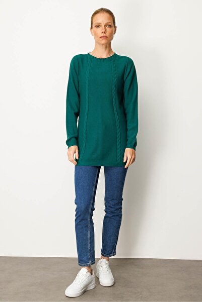 Desen Triko Women's Knitwear Side Slit Rice Knit Sweater Ö.Başı