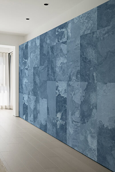 dreamwall Mavi Doğal Taş Görünümlü Tekstil Duvar Kağıdı