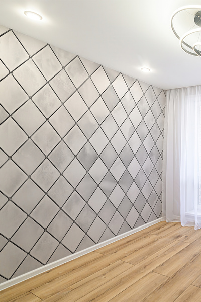 dreamwall Gri Kare Desenli Modern 3D Tek Parça Duvar Kağıdı