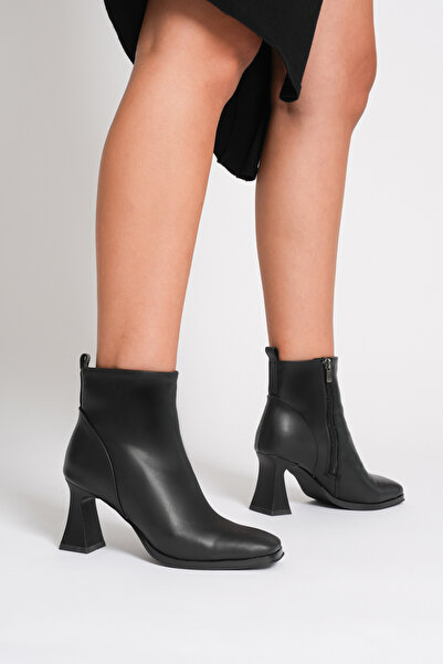 TOPUK Γυναικείες μπότες Keri Black Skin Blunt Toe