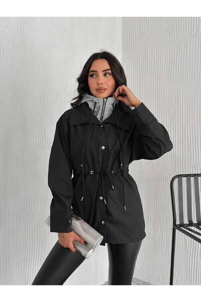 Noa Noa Combed Cotton Hooded Belted Trench Coat