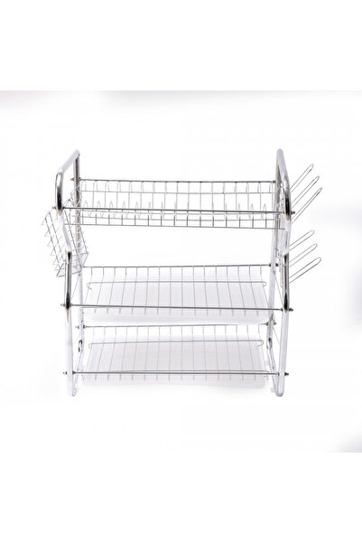 rosberg R53000O Dish Dryer, 3 Levels, Removable Trays, Cup and Utensil Holders, Chrome