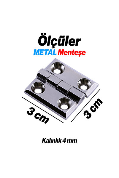 Badem10 Metal 30x30 mm 4 ADET Yaprak Menteşe Gümüş Krom Kapi Pencere Dolap Mobilya Kapak Menteşe Bağlantı