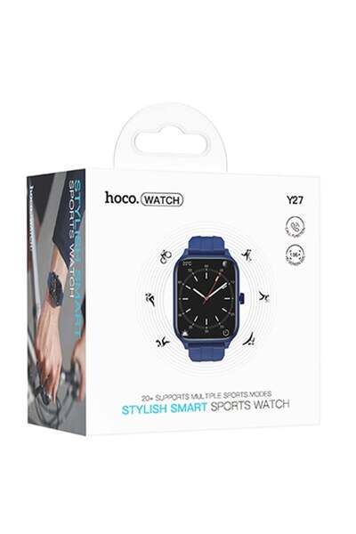 Hoco Smartwatch Sport Y27, Bluetooth 5.0, Apel, Display 1.95”, 230mAh, Albastru