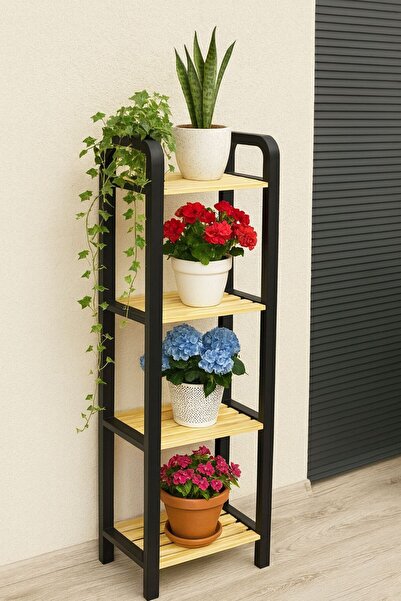 Çavdar Group Dekoratif 4 Katlı Ahşap Saksılık Çiçeklik Saksı Standı 4 Bölmeli...