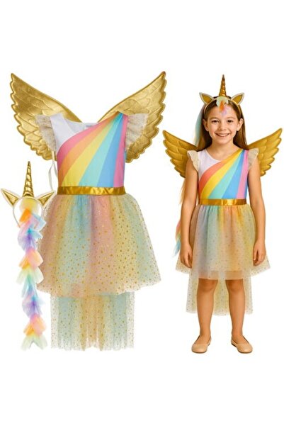 SMARTECH Halloween Costume for Kids, Unicorn, Size 130-140, 6-8 Years, Complete Outfit, Soft Material, Univer
