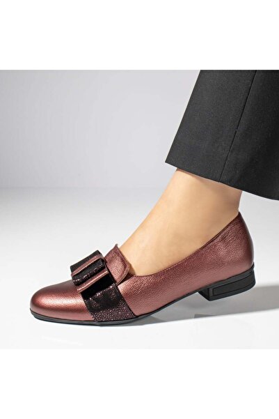 BMoD Women's burgundy shoes with thick heel and bow MOD06411