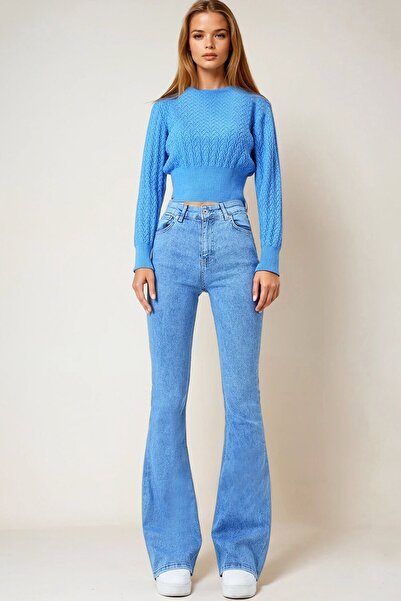 VAGGON Kadın Buz Mavi 5 Cepli İspanyol Paça Jean Vs01017