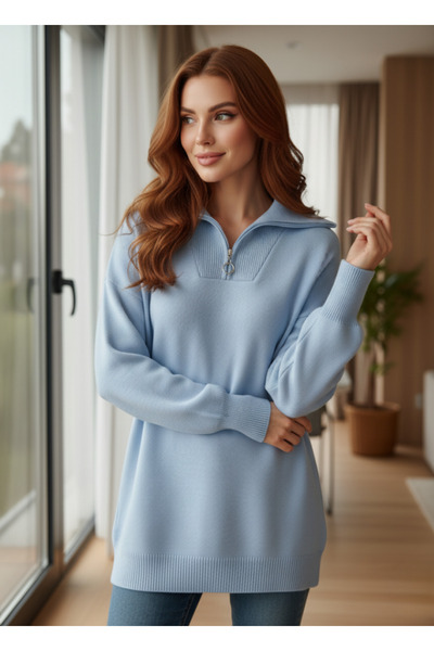 ASEZ BUTİK Comfortable Fit Oversize Turtleneck Knit Sweater