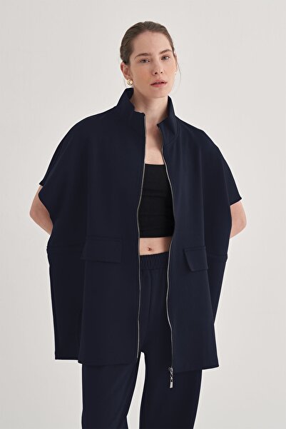 EBU Prive Жіночий інтерлок Oversize жилет Штани Комплект Синій