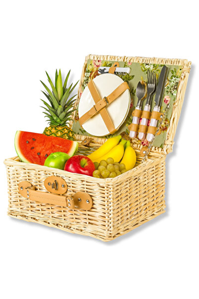 Other Coș de picnic din răchită cu geantă izotermă și tacâmuri pentru 2 persoane, un cadou practic