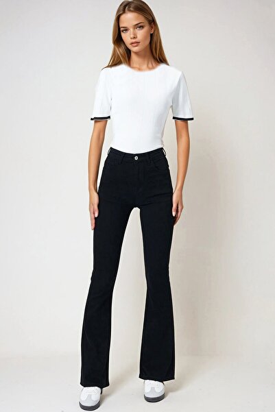 VAGGON Women's Black 5 Pocket Spanish Leg Jeans Vs01017