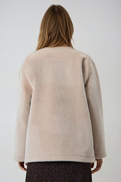 VAGGON Women's Beige Snap Closure Lined Tassel Jacket Vs01009