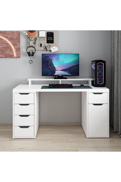 Minar Alen 150 Cm 5 Çekmeceli Dolaplı Çalışma & Oyuncu Masası - Beyaz